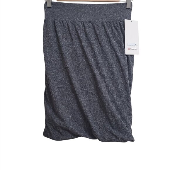 Lululemon Boulevard Bliss Skirt 8 Black White Travel Stretch Ruched Hem … - Picture 4 of 10